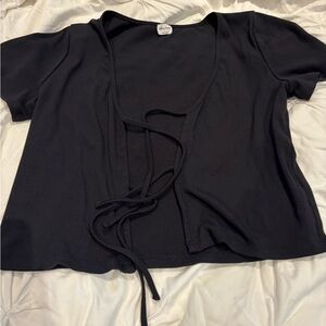 Aritzia Wilfred Free Black Women's Tie-Front Top